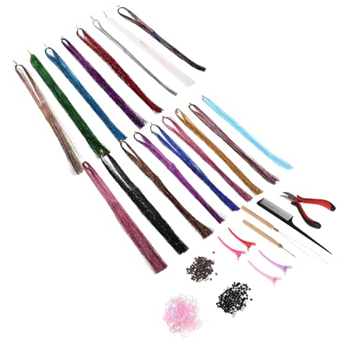 Kit extensions de cheveux brillantes multicolores Mikinona mèches accessoires de coiffure