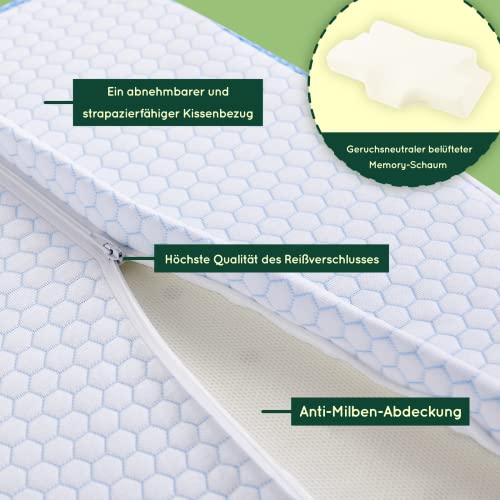 Z-HOM Orthopädisches Kopfkissen, Memory-Schaum ergonomisches Nackenhörnchen für Seitenschläfer Rückenschläfer mit Waschbare Kisseneinzug - Image 7