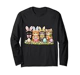 Funny Easter Cats Ears Bunny Eggs Spring for Women Men Kids Long Sleeve T-Shirt