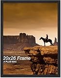 A PLUS MAX 20x26 Picture Frame, Black Engineered Wood Frame for 20 x 26 Inch Picture Poster Photo, Light Weight 20 by 26 Frame with Wood-grain for Wall - 1 Pack/Black/20 x26