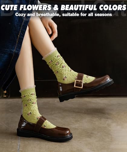 Image of IIG Womens Novelty Cotton Crew Socks Cute Animals Socks Fun Flower Socks (fit women's shoe size 5-9)