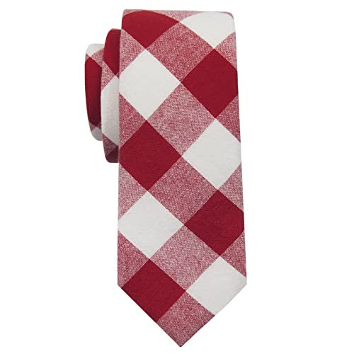 Image of Mantieqingway Mens Skinny Ties,2.56 inch Cotton Neckties Striped Plaid Ties for Groom Groomsmen Wedding Party Christmas