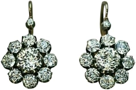 Twinkle Tinsel -3.00 Ct Round Cut Lab Created Diamond Vintage Art Deco Hoop Earrings, 14K White Gold Finish (yellow)