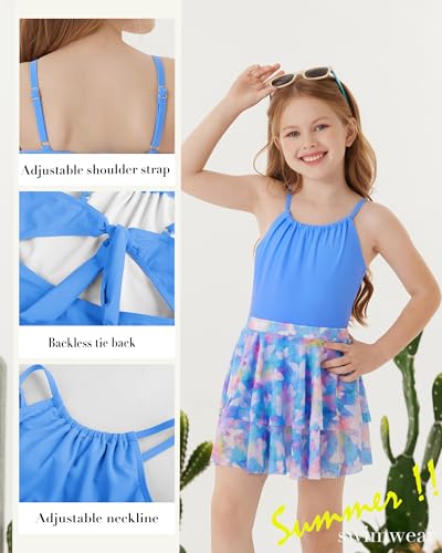 GRACE KARIN Girls Swimsuit with Skirt One Piece Bathing Suit Swimwear 6-14Y2