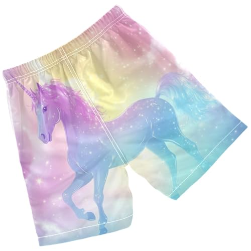 Pigsaly Boys' Swim Board Shorts Rainbow Unicorn Galaxy Boy's Swim Trunks Kids Swimwear M2