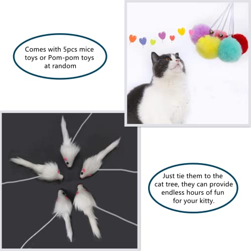 Shengocase 13.2" Beige Nest Basket Lounger Hammock Bed For Cat Tree Tower Replacement, 5-Pack Hanging Ball Toys With Elastic String, Cat Tree Accessories Hammock Attachment (Beige) #TOP3