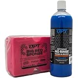 Optimum No Rinse Version 5 (32 Oz) and Big Red Sponge (BRS) Car Cleaning Kit, ONR Rinseless Car Wash and Wash Sponge for Washing and Auto Detailing
