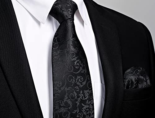 Image of Enlision Mens Ties Solid Color Satin Necktie Ties for men Handkerchief Cufflinks Pocket Squares for Wedding