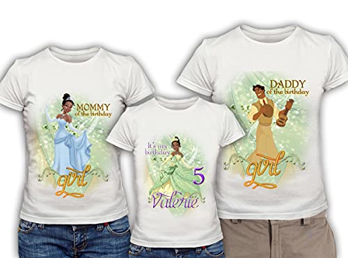 Princess Tiana Birthday Girl & Family Members Custom Shirts - 100% Combed Ringspun Cotton - All Sizes Available