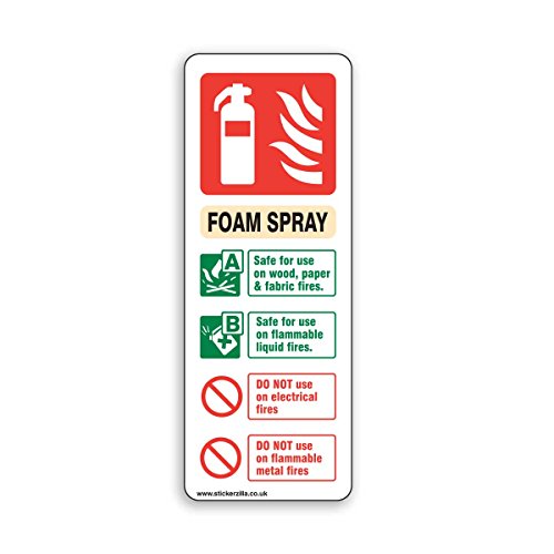 Espray de espuma, signo de identificación del extintor de incendios, 75 mm x 200 mm, adhesivo
