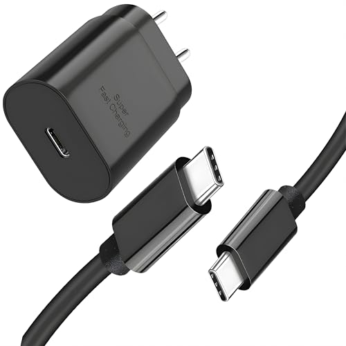 Image of Samsung Original 25W Type-C Superfast Charging Adapter with 1M Cable,for Galaxy S25,S25 Plus,A15,M15,F15,A55,M55,F55,M14,F14,A34,M34,F34,A25,S23 Fe,S21 Fe 5G Travel Adaptor,Black