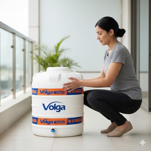 Image of Volga 50 Liter Water Tank Cistern with Tap - Food Grade HDPE Material, UV-Stabilized, Premium Water Can for Home, Outdoor & Commercial Use