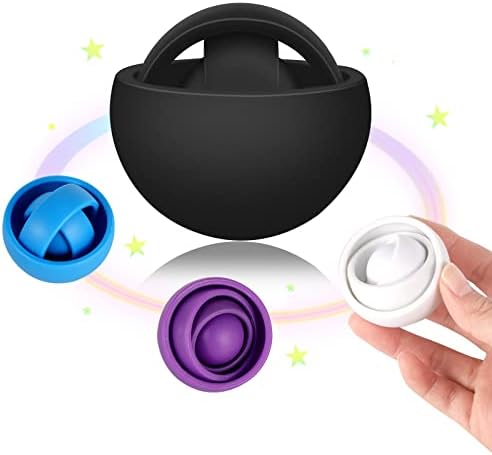 4 Pcs Fidget Gyro Toys, Adult Fidget Toy Relieves Stress and Exercises Finger Flexibility, Spinner Sensory Toy for Kids Adults Birthday Party Favors Gifts (Blue, Black, White, Purple, 1.96x1.96 Inch)