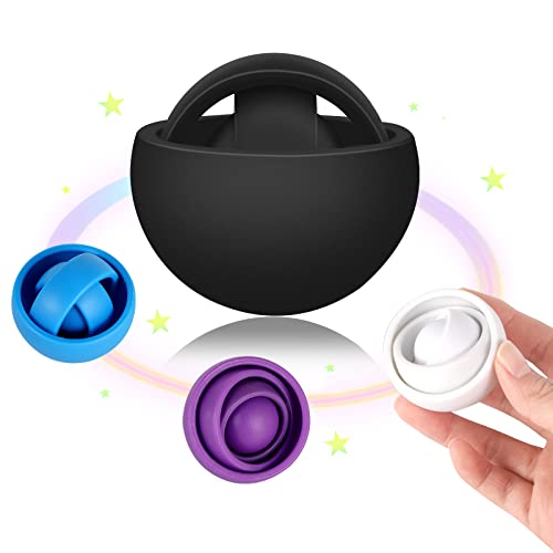 4 Pcs Fidget Gyro Toys, Adult Fidget Toy Relieves Stress And Exercises Finger Flexibility, Spinner Sensory Toy For Kids Adults Birthday Party Favors Gifts (Blue, Black, White, Purple, 1.96X1.96 Inch) #TOP3