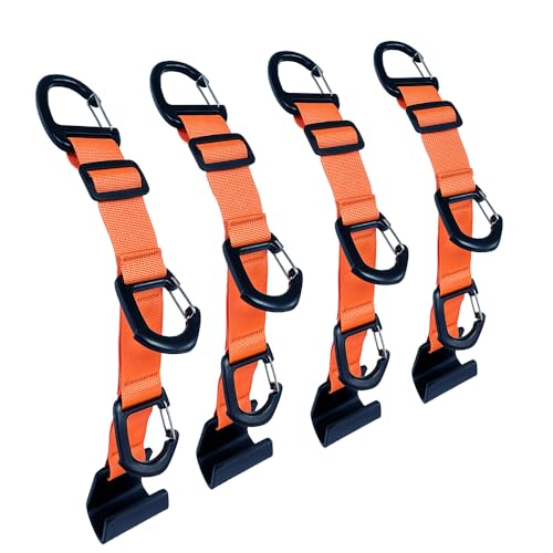Image of Car Headrest Hooks, Backseat Storage Organizer Hangers, Universal Vehicle Seat Back Hooks, 4 Pack (Orange)