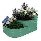 Koioplie Stabiles Hochbeet aus verzinktem Stahl, 3-stufig, 154x107x30 cm – modulares Garten-Pflanzbeet, montagefreundlich, langlebig, mit sicheren Kanten, ideal für Einsteiger und Mietwohnungen, grün