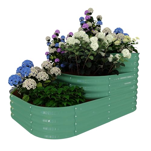 Galvanized Raised Garden Bed Kit – 61x42x31 in Outdoor Planter Box for Vegetables, Herbs & Flowers. Modular 3-In-1 Raised Garden Beds Outdoor with O