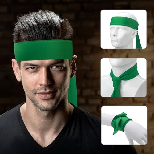 Image of ONUPGO 18Pcs Head Ties for Men Women, Adjustable Headbands Sports Sweatband Ninja Ties Head Band, Sweat Wicking Workout Headband for Sports, Running, Tennis, Yoga, Soccer, Karate