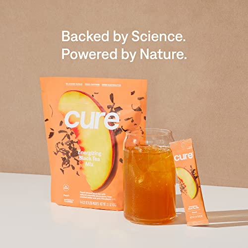 Cure Energizing Hydration Mix - Natural Energy Drink With Electrolytes And Caffeine | Made With Coconut Water | No Added Sugar | Vegan | Paleo Friendly | Peach + Matcha Bundle | 28 Packets #TOP2