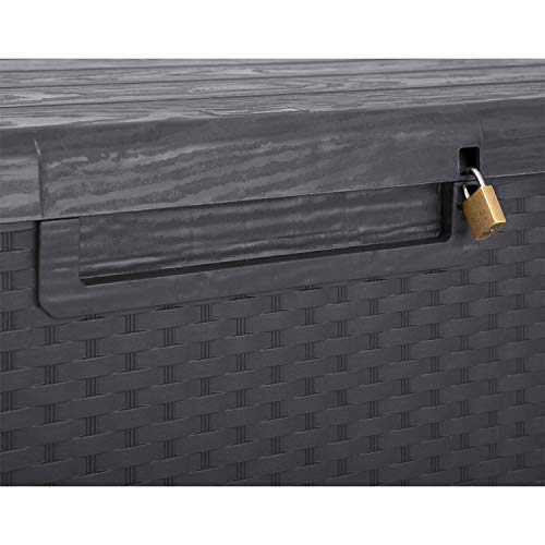 Toomax Z175E097 Portofino Weather Resistant Heavy Duty 90 Gallon Novel Resin Outdoor Storage Deck Box W/Lockable Lid & 450 Pound Weight Capacity, Gray #TOP2