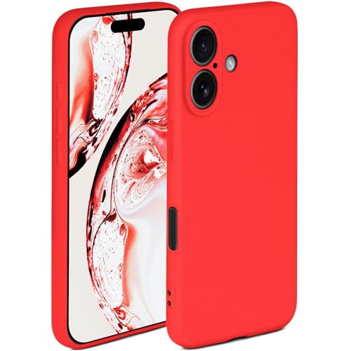 Coque silicone iPhone 17 rouge souple pour éviter les rayures de l'appareil photo