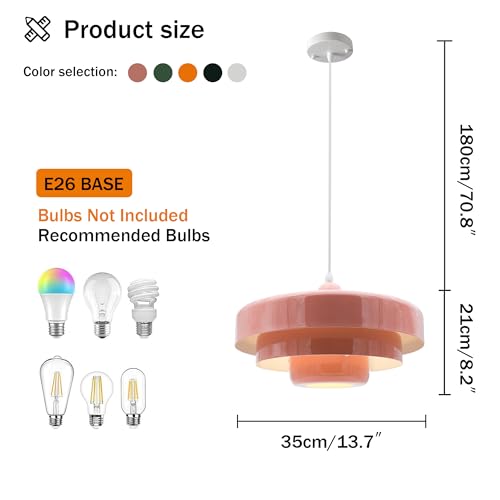 DoungRos Pink Pendant Light Mid Century Pendant Lamp Nordic Pendant Lighting Fixture Hanging Ceiling Light 3-Layer Shade Design for Kitchen Island Dining Table Bedroom by DoungRos - Used condition - Image 5