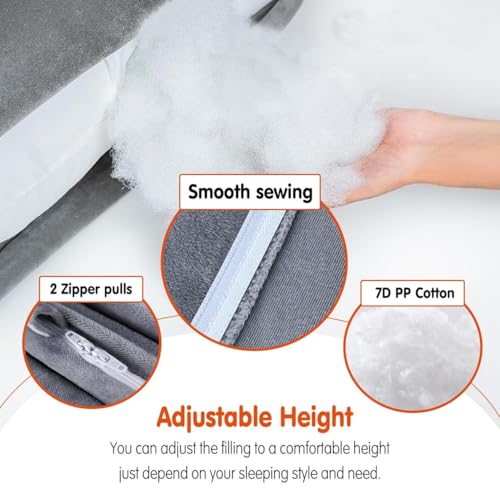 Image of U-Shaped Sleeping Pregnancy Pillow| Removable Velvet Covers| PregnoCare Fibres| Baby Shower Gift, Maternity, Nursing| Full Body Soft-Support Bump, Head, Back, Shoulder, Hips, Legs and Belly (Grey)