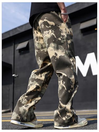 OYOANGLE Men's Y2K Camo Print Cargo Pants Drawstring Waist Casual Sweatpants with Pocket2