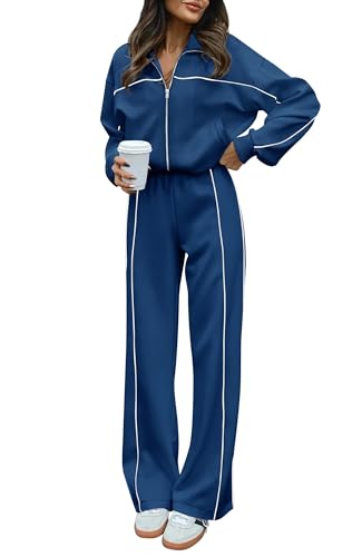 Image of BTFBM Women's Two Piece Tracksuit Fall 2026 Long Sleeve Zip Up Sweatshirt Long Pants Outfits Jogger Sweatsuit Sets