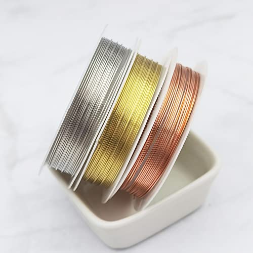 INSPIRELLE 8 Packs Copper Wire Mixed Sizes Craft Jewelry Beading Wire for Beginner Practice (Silver, 32-18 Gaguge)