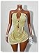 winkbay Women's Ruched Halter Mini Dress Summer Chain Cut Out Bodycon Asymmetrical Party Club Dresses Gold Medium