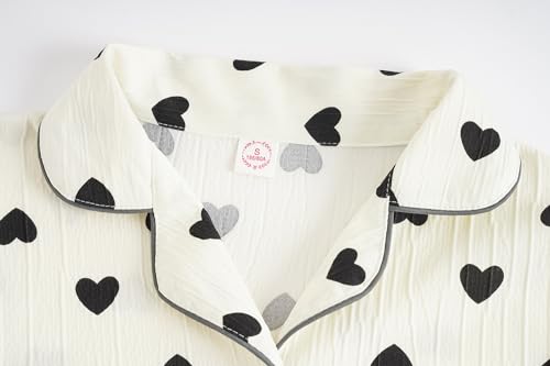 Vopmocld Big Girls Button Down Pajama Sets Crepe Soft Lapel Shirt Sleepwear Printed Lounge Set Long Sleeve Long Pants Nighty3