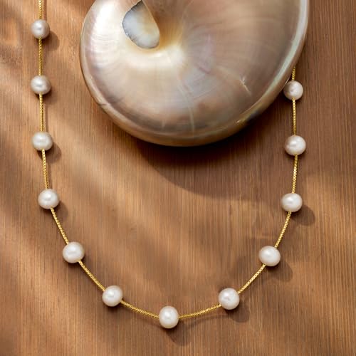 Ross-Simons 8-8.5mm Cultured Pearl Station Necklace in 18kt Gold Over Sterling3