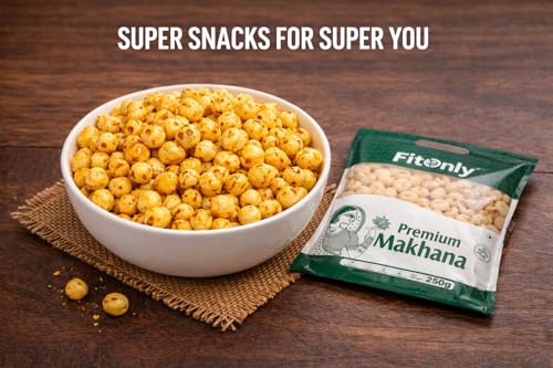 Image of FitOnly Authentic Mithila Makhana 500 gm | Directly From Mithila Farmers | High Protein Gluten-Free Snack | Directly from Mithila's Pond | Ideal for Fasting, Diet & Healthy Snacking| Pack Of 2 (250g x 2)