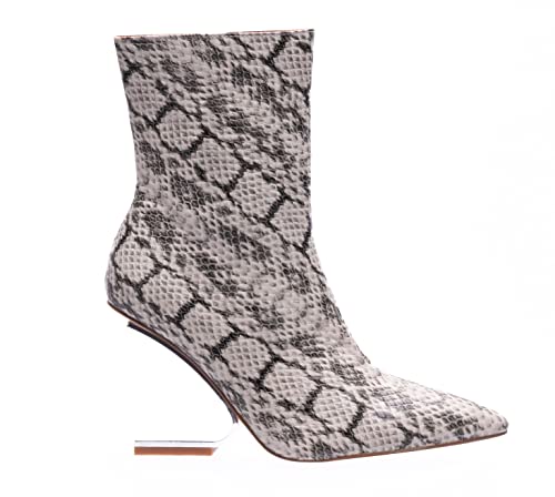 Ninety Union Princess Short Bootie With Cool Metal Heel, Natural Snake, 12