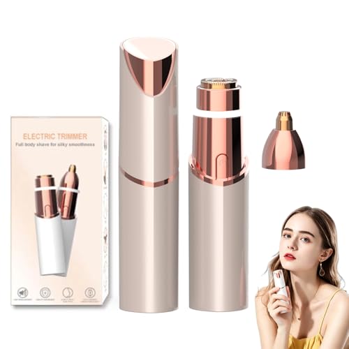 Depiladora facial Mazenzo SilkGlide Pro 2 en 1, recargable e impermeable, con luz LED. Depilación precisa e indolora para rostro, barbilla y labio superior (Oro champagne)
