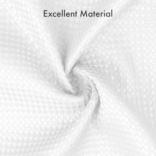 Image of AmazerBath Extra Long Shower Curtain 90 Inches Long, White Shower Curtain Extra Tall 72x90 Inches, Fabric Shower Curtains for Bathroom, Heavy Duty 240G Waffle Textured, Rustproof Metal Grommets