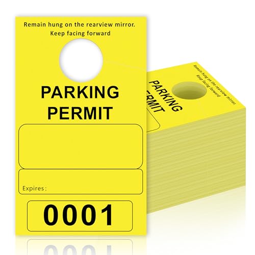 500 Pcs Yellow Parking Permit Hang Tag 2 Part 3x5 Inch Mirror Hang Tags Car Hang Tags Parking Permit Car Parking Tags Numbered Temporary Parking Passes with Tear-Off Stub Numbered 0001-0500 (Yellow)