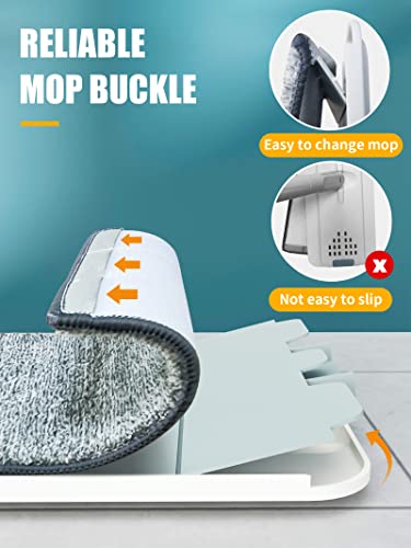 Mop And Bucket With Wringer Set, Flat Floor Mop And Bucket, Clean/Dirty Water Separation Save Water Design, 4Pcs Washable Microfiber, Household Cleaning Tools, For Hardwood, Laminate, Tile #TOP2