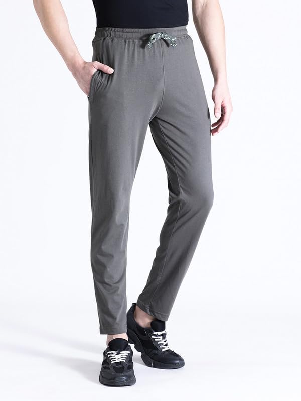 Image of CROCODILE Men Solid Regular Fit Track Pant | Mid Rise | Drawstring Waist | Regular Length | Casual Sports Lounge Bottomwear Jet Black