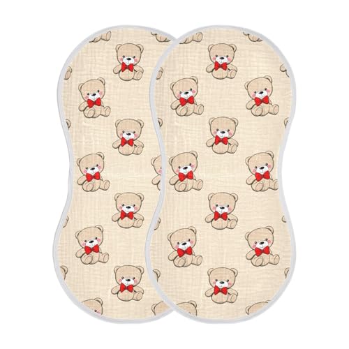 Snuggle Bears Muslin Baby Burp Cloths - Super Absorbent and Soft Burping Rags - Cotton Burp Clothes Set for Boys and Girls, 2 Pack