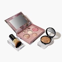 LAURA GELLER NEW YORK Baked Starter Kit Baked Balance-n-Brighten Powder Foundation, Sand and Best of the Best Palette Blush Bronzer Highlighter Eyeshadow and Retractable Kabuki Brush