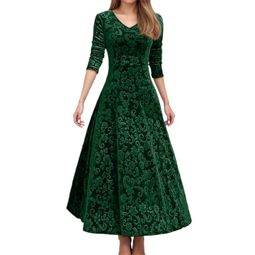 Robe de soirée d'automne vintage en velours à col en V
