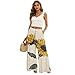 Womens Flowy Floral Boho Palazzo Pant Summer Loose Wide Leg Pants Casual High Waisted Trousers Cruise Outfits