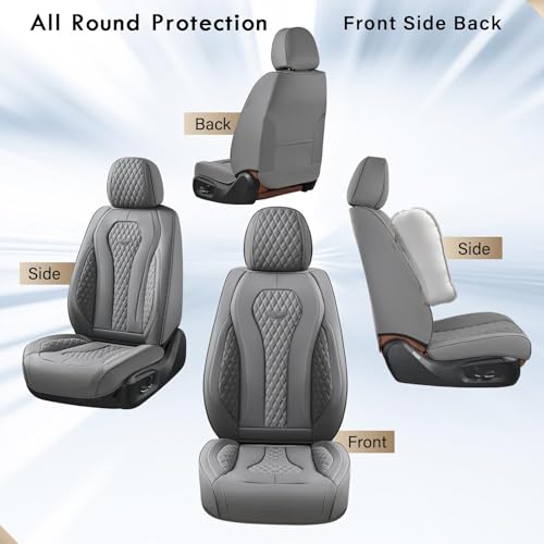 Image of Coverado Seat Covers, Car Seat Covers Front Seats, Gray Car Seat Cover, Waterproof Car Seat Covers, Car Seat Cushion, Front Car Seat Covers Leatherette Car Seat Protector Universal Fit Most Cars