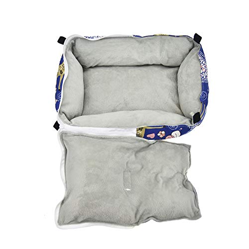 Winter Warm Guinea Pig Rabbit Hedgehog Bed Sugar Glider Squirrel Hamster Hanging Cave Bed Snuggle Sack For Cage Accessories (13.7X9.8X3.1 Inch (Pack Of 1), Blue) #TOP4