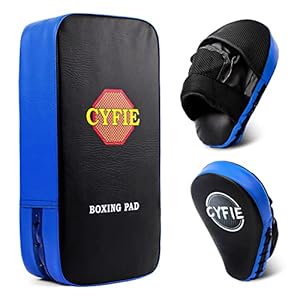 CYFIE 2 in 1 Boxing Equipment Boxing Strike Pads Punching Mitts Set, Boxing Mitts and Pads for Muay Thai, Karate, Taekwondo, Martial Arts Training at Home Gym, Karate Kick Pads for Kids, Youth, Girls