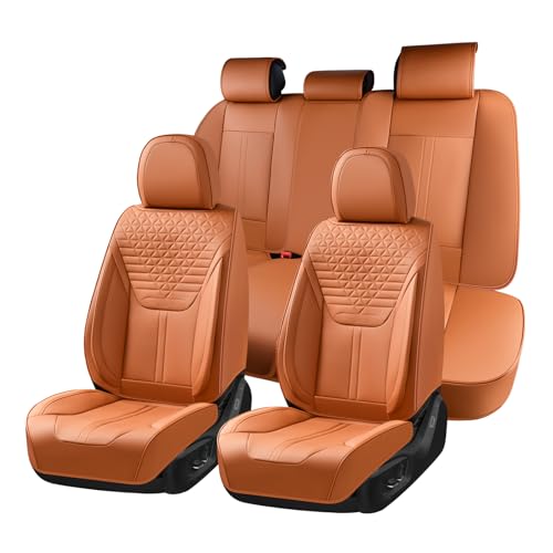 Image of FLORICH Seat Covers, Car Seat Covers Full Set, Luxury Nappa Leather Seat Covers, Breathable and Waterproof Car Seat Protector 5 Seat, Automotive Seat Covers Universal Fit for Most Cars-Brown
