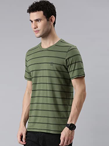 Image of F A S O Men's T-Shirt - Super Soft Combed Cotton Rich Fabric Sporty Striped Design Customized Comfort Fit