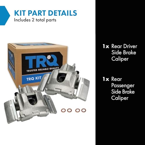 Image of TRQ Rear Brake Caliper Set Caliper Brackets Hardware Compatible with 2007-2017 Ford Expedition 2007-2017 Lincoln Navigator
